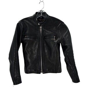 Vintage Vanson Leathers Black Cowhide 80s motorcycle jacket Cafe Racer USA 32